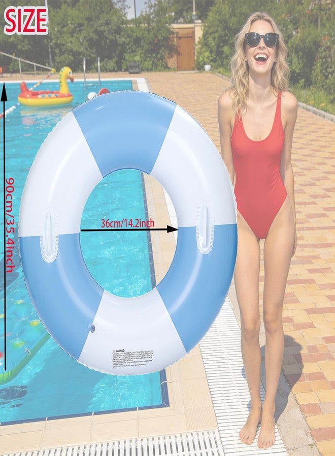 Baseo 2PCS Inflatable Pool Floats for Adult-32.5 inch Large Pool Tubes with Handles Swim Ring Pool Floaties Inflatable Swimming Pool Raft Party Water Summer Beach Float Supplies (Blue) - Image 2