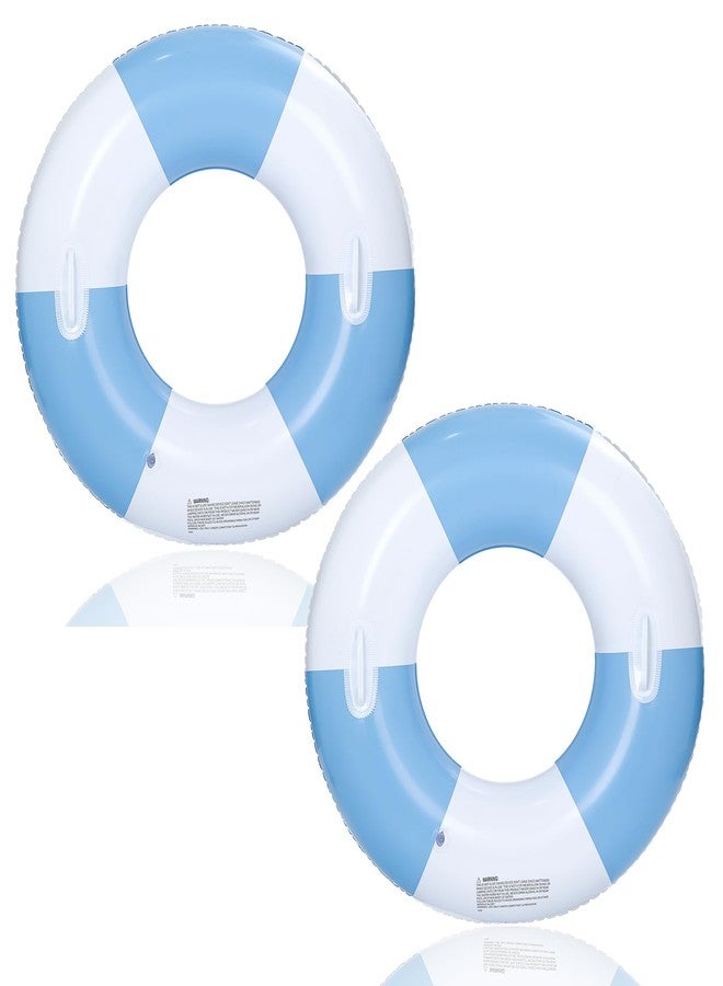 Baseo 2PCS Inflatable Pool Floats for Adult-32.5 inch Large Pool Tubes with Handles Swim Ring Pool Floaties Inflatable Swimming Pool Raft Party Water Summer Beach Float Supplies (Blue) - Image 1