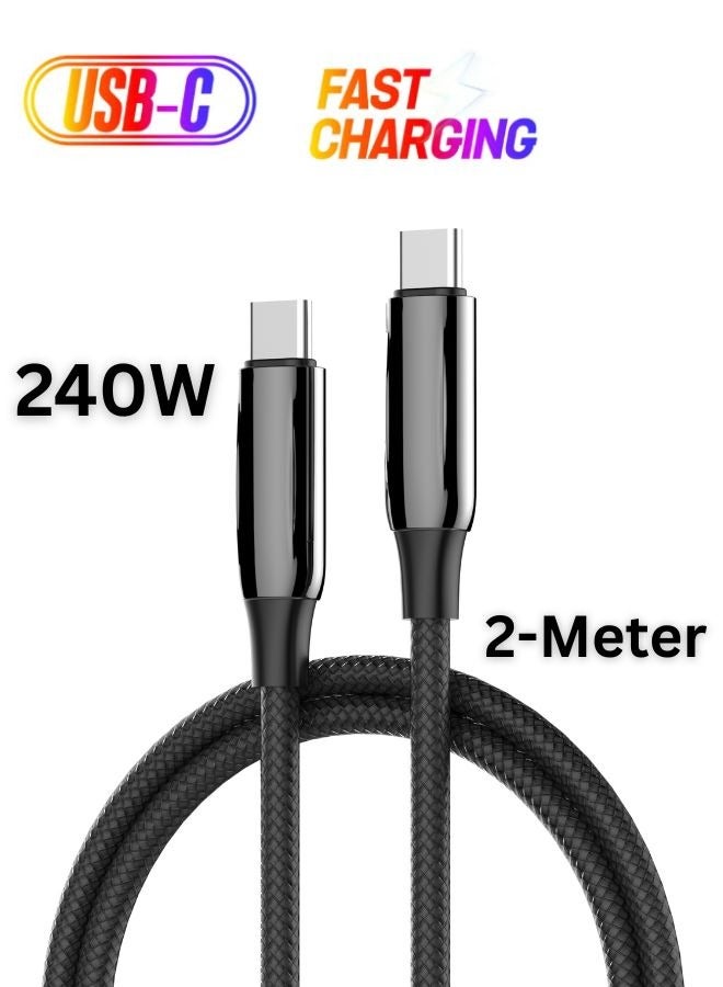 LDNIO USB C 240W PD3.1 Super Fast Charging Cable | 2M Type-C to Type-C Data Cable | 5A High Power Quick Charge for iPhone, Samsung, Huawei, Xiaomi & Laptops | Zinc Alloy Durable Cable - Image 1