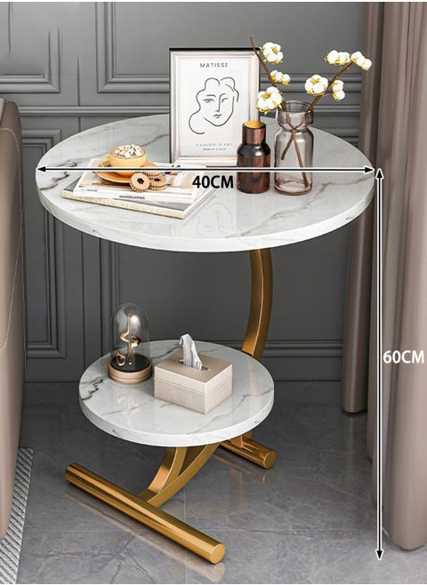 Coffee Table Double Layer Round Coffee Table Sofa Side Table Modern Simple Coffee Table Marble Texture Area Small Color Size Optional Living Room Bedroom Cafe Corner Structure Stable
