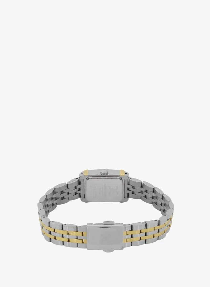 DANIEL KLEIN Women's Stainless Steel Silver and Gold Alloy Case Analog Silver Square Emboss Dial Japanese Quartz Premium 30 Meters Water Resistant