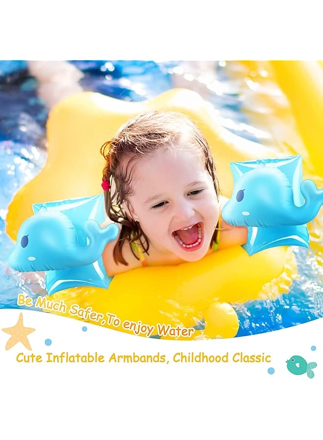 KASTWAVE Inflatable Armbands For Kids (Aged 3 6) Pool Arm Floatie Sleeves Floater Tube Water Wings Swimming Armlets For Children Kids Learning Swimming Up To 55 Lbs (Whale Blue 2 Pack) - Image 4