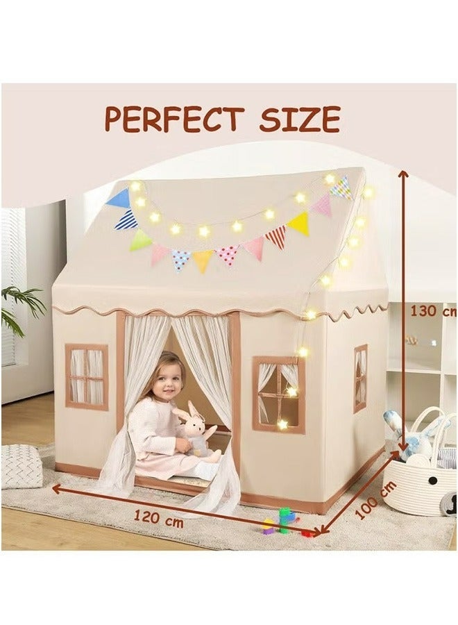 RollsTimi  Play Tent for Kids with Banners and Lights, Indoor and Outdoor Children Playhouse with Windows Easy to Wash, 120x100x130 cm, Large Play Tent for Girl Boy, Kids Room Furniture - Image 3