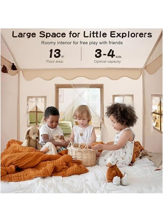 RollsTimi  Play Tent for Kids with Banners and Lights, Indoor and Outdoor Children Playhouse with Windows Easy to Wash, 120x100x130 cm, Large Play Tent for Girl Boy, Kids Room Furniture - Image 4