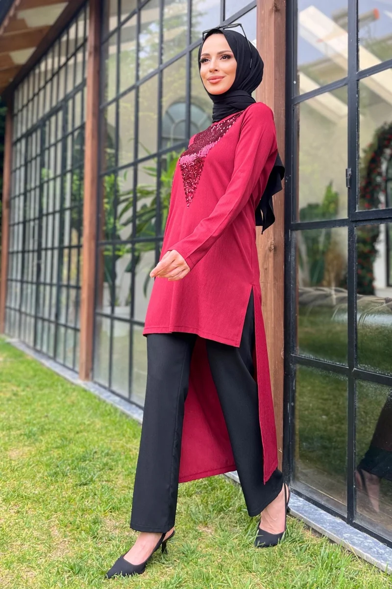 Tofisa 11514-CLARET RED Tunic+Pants
