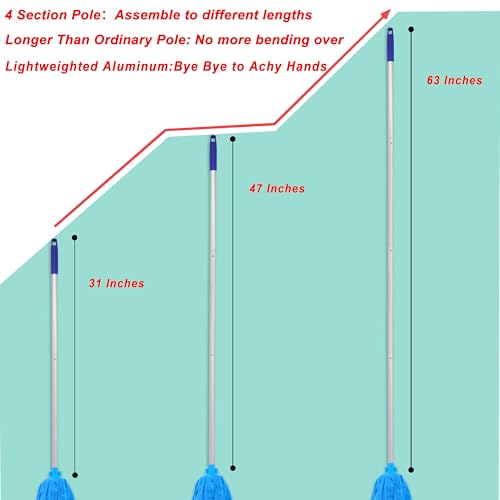 EaseYourDay Microfiber Cloth String Mop, One Lightweight Aluminum Pole + Two Loop End Microfiber Cloth Mop Heads - Image 2