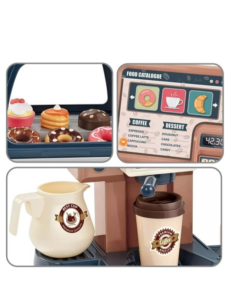 Home Kids Pretend Play 3in1 Cash Register Dessert Coffee Maker Shop Toy Plastic - Image 4