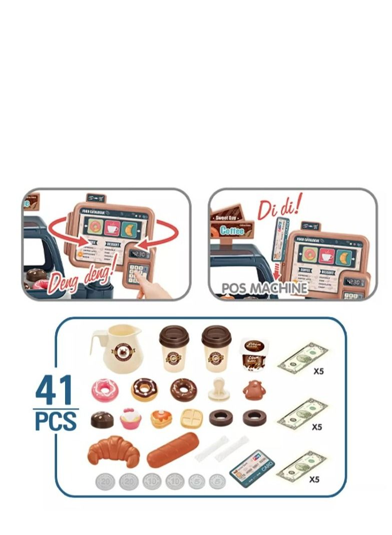 Home Kids Pretend Play 3in1 Cash Register Dessert Coffee Maker Shop Toy Plastic - Image 3