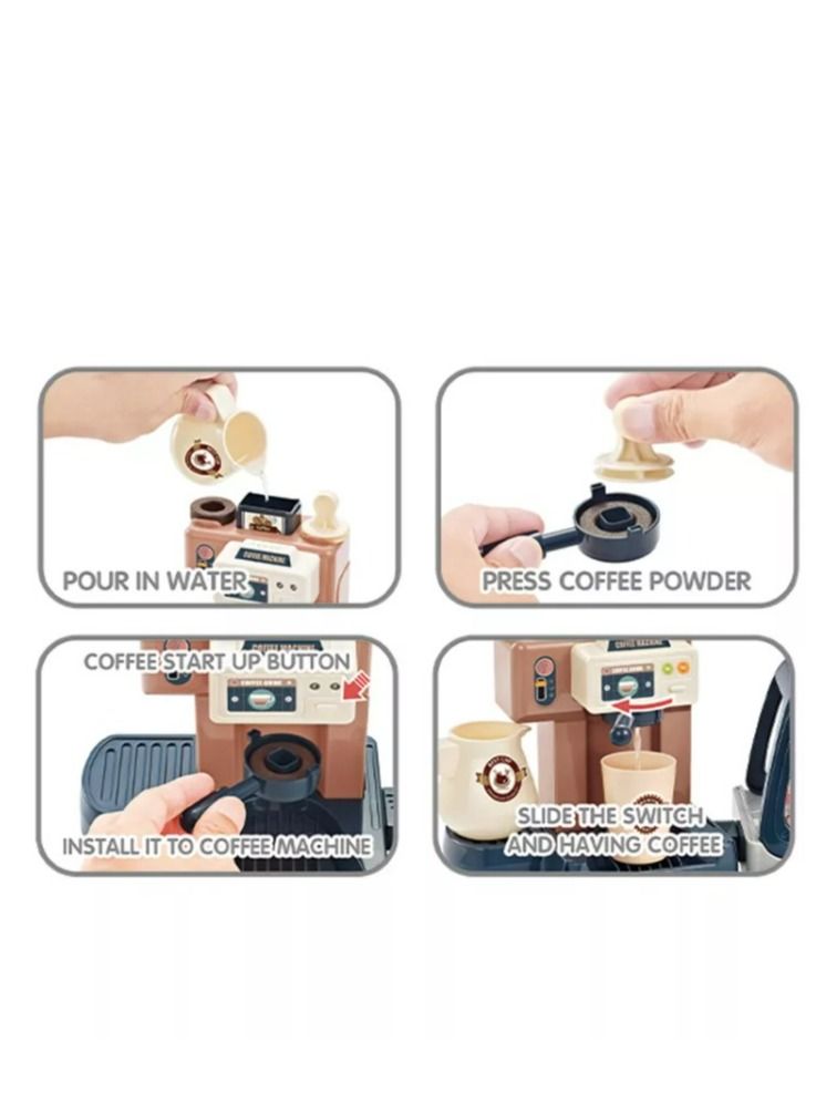 Home Kids Pretend Play 3in1 Cash Register Dessert Coffee Maker Shop Toy Plastic - Image 2