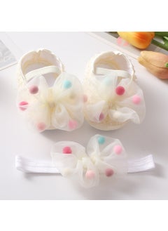 Generic New Baby Shoes  Headband Set Cute Bow Princess 0-12MXSX061 six ball beige + hair band XSX061 six ball beige + hair band 