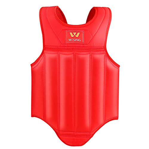 W WESING Wesing Martial Arts Muay Thai Boxing Chest Protector MMA Sanda Chest Guard (Red, S) - Image 3