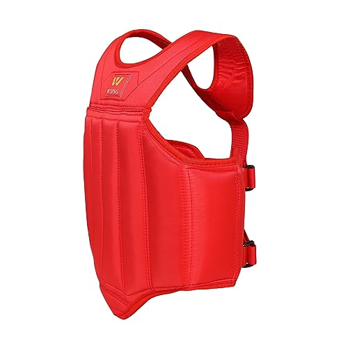 W WESING Wesing Martial Arts Muay Thai Boxing Chest Protector MMA Sanda Chest Guard (Red, S) - Image 4