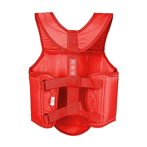 W WESING Wesing Martial Arts Muay Thai Boxing Chest Protector MMA Sanda Chest Guard (Red, S) - Image 5