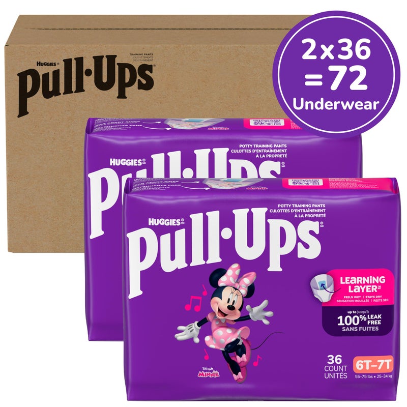 Pull-Ups Girls' Potty Training Pants, Size 6T-7T Training Underwear (55-75 lbs), 72 Count - Image 2