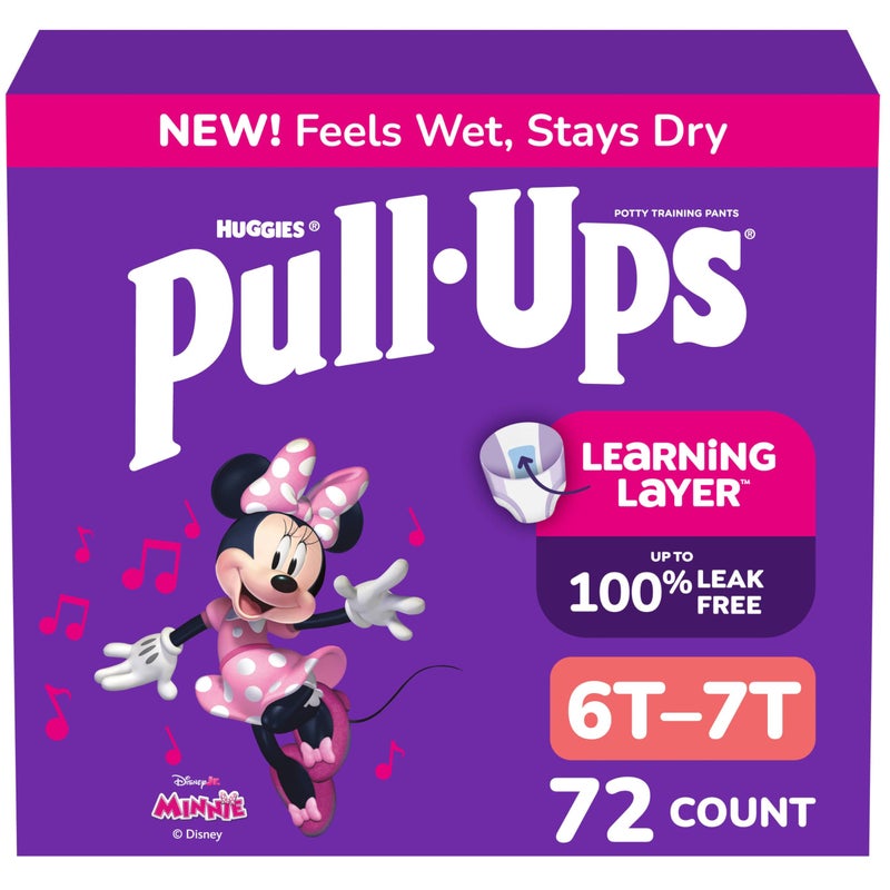 Pull-Ups Girls' Potty Training Pants, Size 6T-7T Training Underwear (55-75 lbs), 72 Count - Image 1