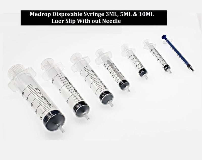 Medrop Disposable Syringe Luer Slip 20ml Without Needle, Luer Slip, FDA,ISO & CE Approved | Individually Wrapped Sterile pack of 100pcs - Image 2