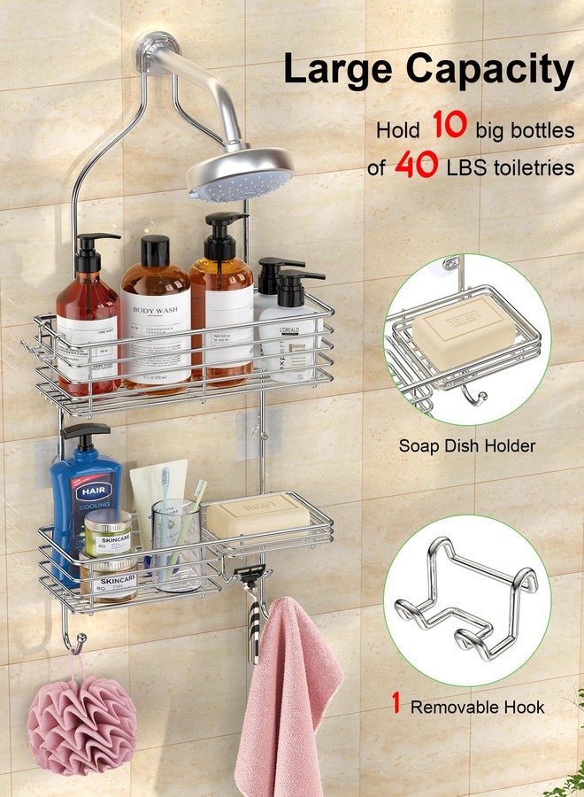 SMARTAKE Hanging Shower Head Caddy, Rustproof Bathroom Shower Shelf Organizer, SUS201 Stainless Steel Over The Storage Rack, for Toilet, Bathroom, Silver - Image 2