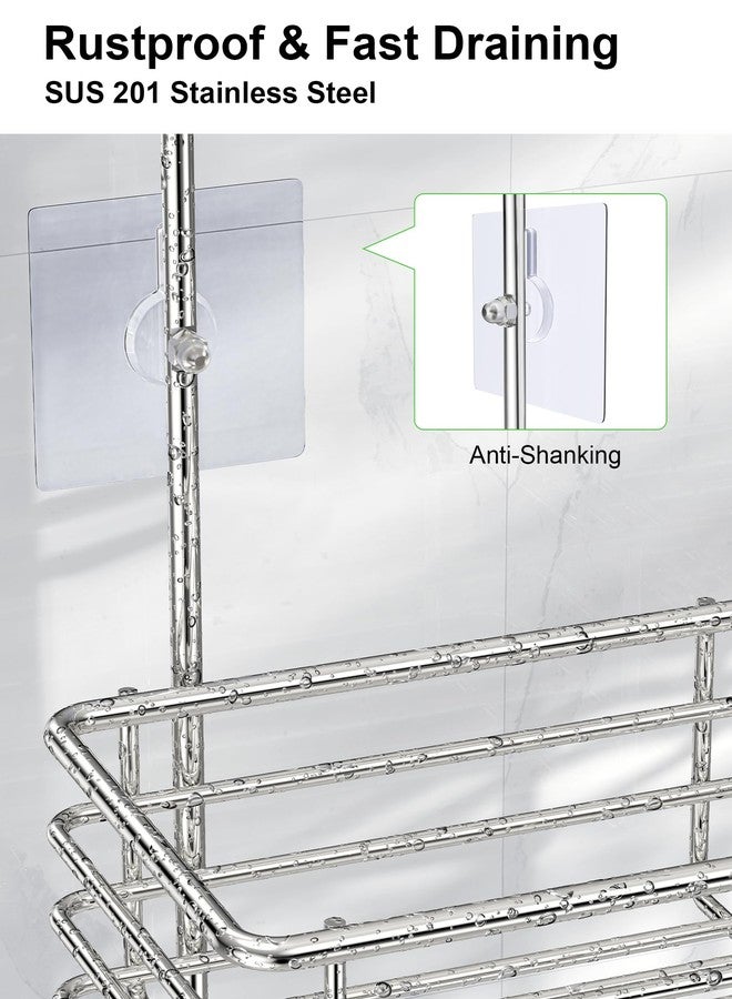SMARTAKE Hanging Shower Head Caddy, Rustproof Bathroom Shower Shelf Organizer, SUS201 Stainless Steel Over The Storage Rack, for Toilet, Bathroom, Silver - Image 4