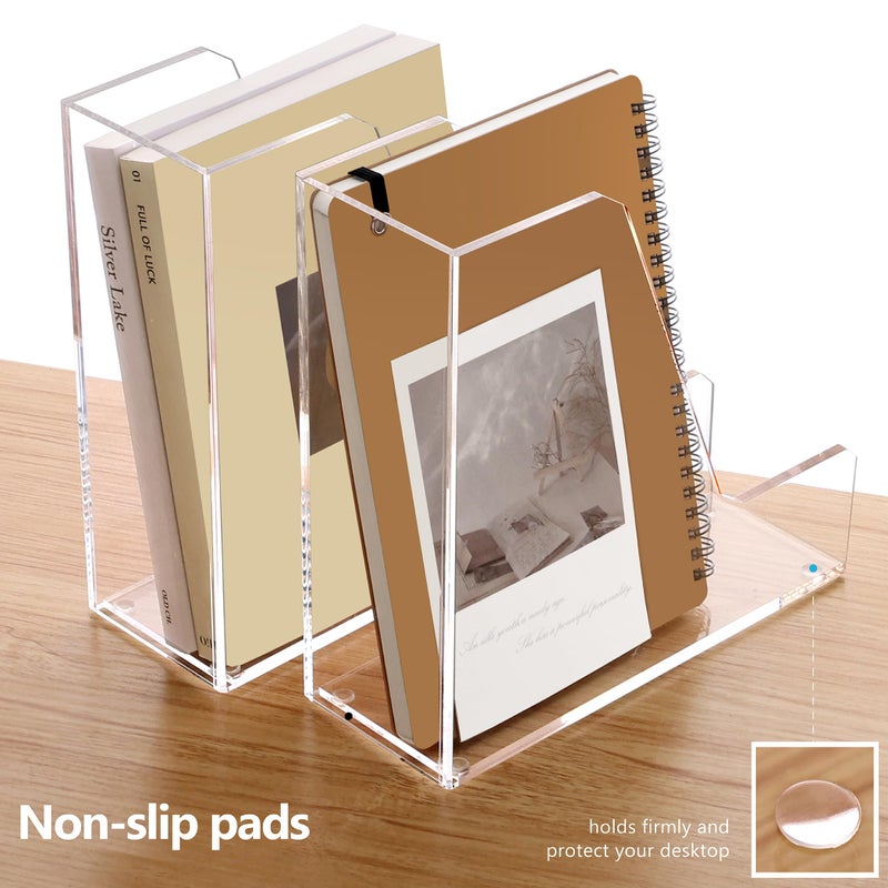 SANRUI 2 Pack Acrylic Magazine File Holder, Vertical File Sorter Holders Desk Organizer, Clear Folder Organizer Document Rack for Office Desktop, Home Workspace, 8.66inx8.46inx3.15in - Image 5
