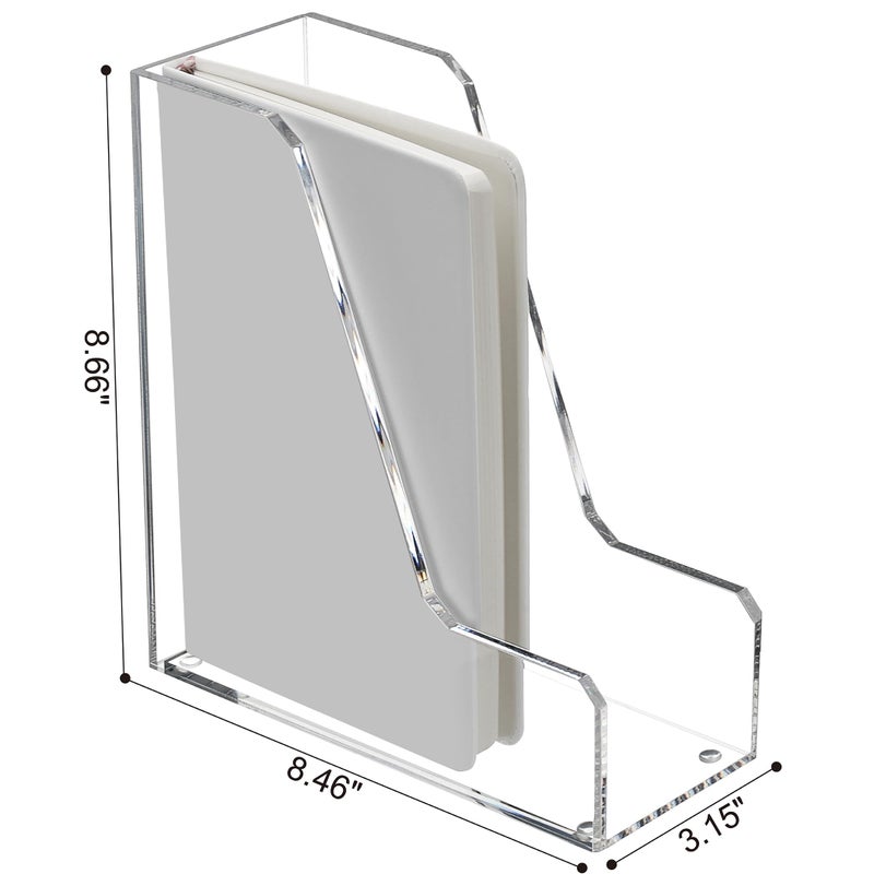 SANRUI 2 Pack Acrylic Magazine File Holder, Vertical File Sorter Holders Desk Organizer, Clear Folder Organizer Document Rack for Office Desktop, Home Workspace, 8.66inx8.46inx3.15in - Image 2