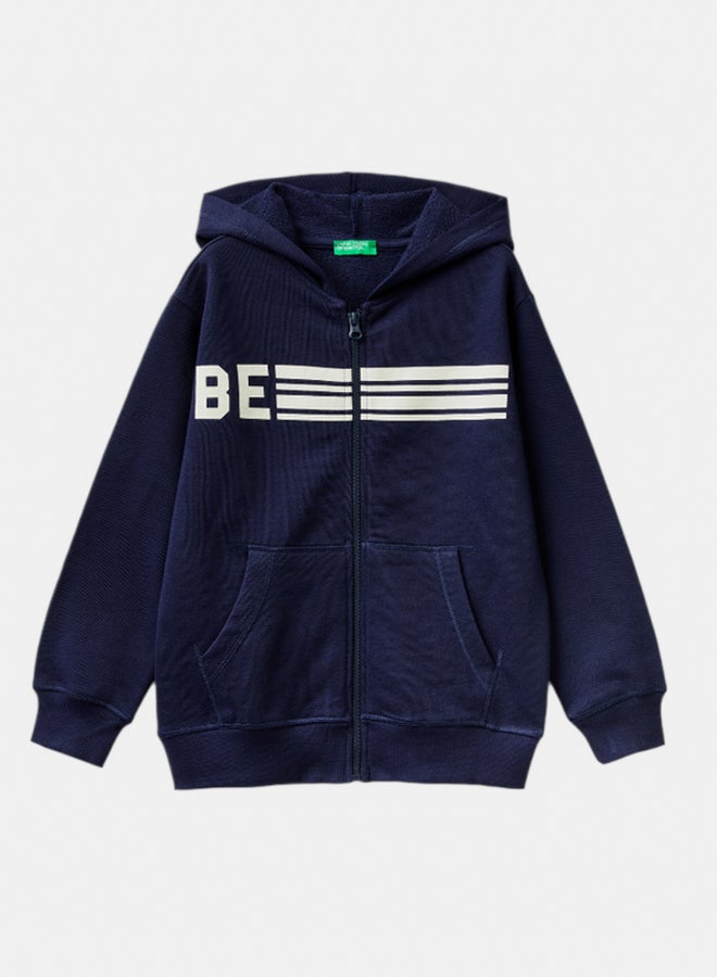 Benetton Boys Zip-Up Sweatshirt With Print - Image 1