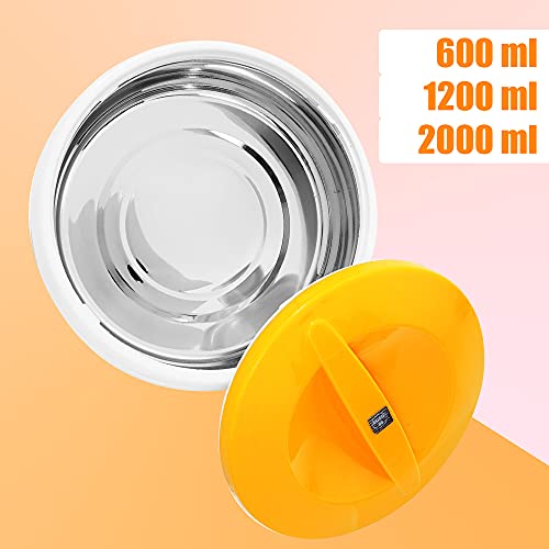 Blueberry's Inner Stainless Steel Casserole Hotpot Combo 600 ml,1200 ml,2000 ml Best for Gift(Yellow) - Image 3