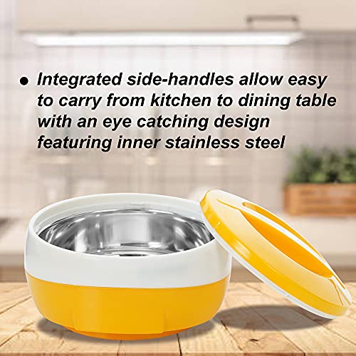Blueberry's Inner Stainless Steel Casserole Hotpot Combo 600 ml,1200 ml,2000 ml Best for Gift(Yellow) - Image 4