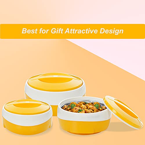 Blueberry's Inner Stainless Steel Casserole Hotpot Combo 600 ml,1200 ml,2000 ml Best for Gift(Yellow) - Image 5