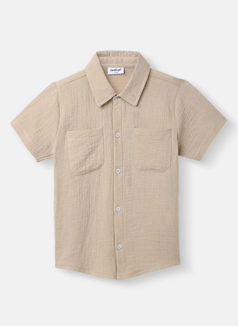 Nautinati Brown Boys’ Shirt and Shorts Set | Front Pocket Shirt | Clothing Set for 2-10 Years for Men | Best Price UAE