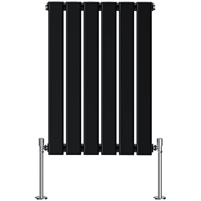 MODERN RADIATOR BLACK 600X408MM SINGLE FLAT PANEL HORIZONTAL DESIGNER HEATER INTERIOR BATHROOM RADIATORS - Image 1