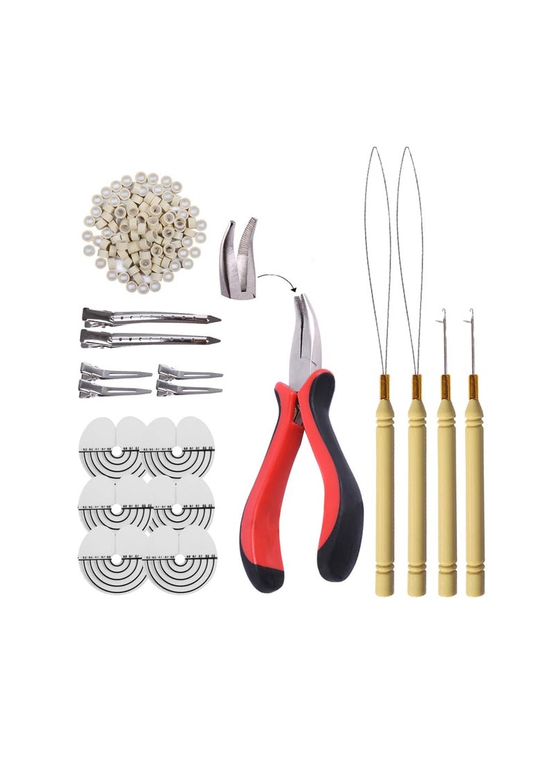yantaisiyu 200pcs Micro Silicone Rings Hair Extensions Kit Itip Hair Pliers Micro Pulling Hook Needle Loop Threader and Micro Silicone Links Blonde 