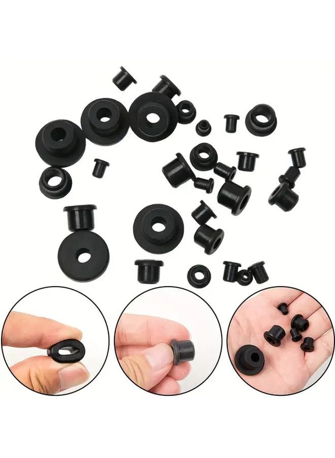 30pcs T Shaped Silicone Gasket Set 6 Sizes Black Dustproof Flame Resistant For Car Wiring - Image 2