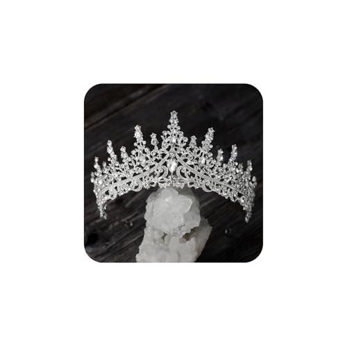SWEETV Silver Wedding Tiara for Women, Crystal Queen Crown, Rhinestone Princess Tiara Headband Hair Accessories for Quinceanera Headpieces Pageant Prom Birthday Silver Audrey - Image 1