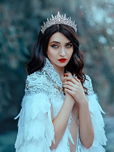 SWEETV Silver Wedding Tiara for Women, Crystal Queen Crown, Rhinestone Princess Tiara Headband Hair Accessories for Quinceanera Headpieces Pageant Prom Birthday Silver Audrey - Image 4