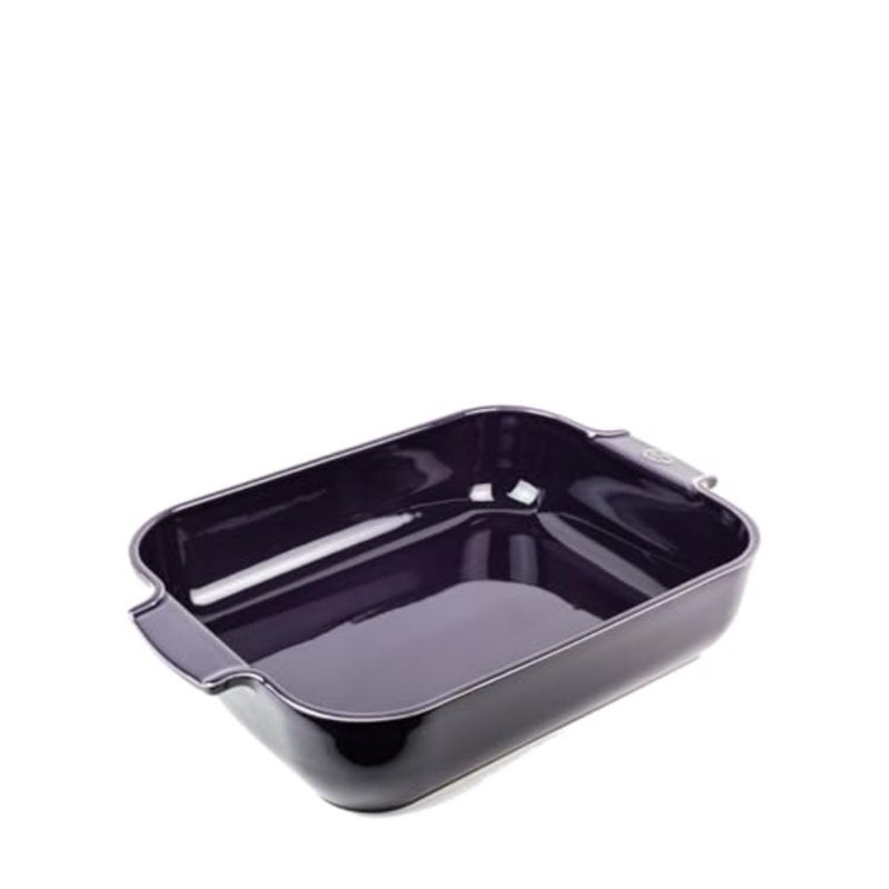 Rectangular oven dish for baking and serving, ceramic material, eggplant color, heat-resistant with ergonomic handles, 13 x 11 x 3 inches - Image 1