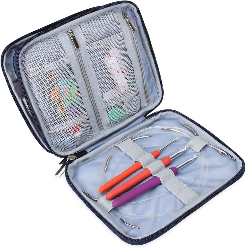Teamoy Organizer Case for Interchangeable Circular Knitting Needles, Crochet hooks and Knitting Accessories, Keep All in Place and Easy to Carry, Cats Blue (No Accessories Included) - Image 5