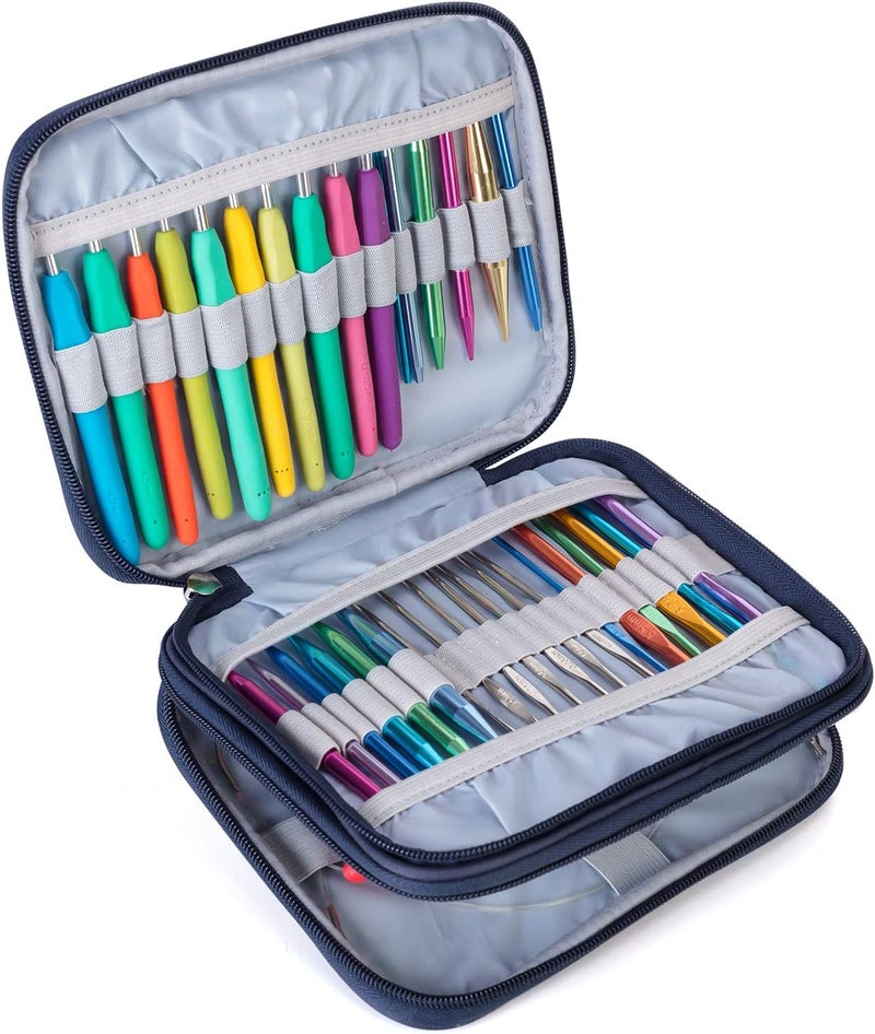 Teamoy Organizer Case for Interchangeable Circular Knitting Needles, Crochet hooks and Knitting Accessories, Keep All in Place and Easy to Carry, Cats Blue (No Accessories Included) - Image 4