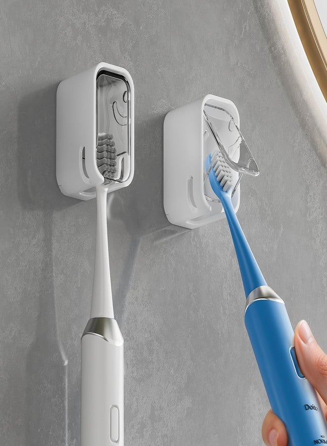 MOPMS Toothbrush Holders for Bathroom【Innovation Single Slot Design】 2PCS Toothbrush Holder Wall Mounted with Cover for Shower, Single Toothbrush Dispenser Storage Organizer for Family & Travel - Image 1