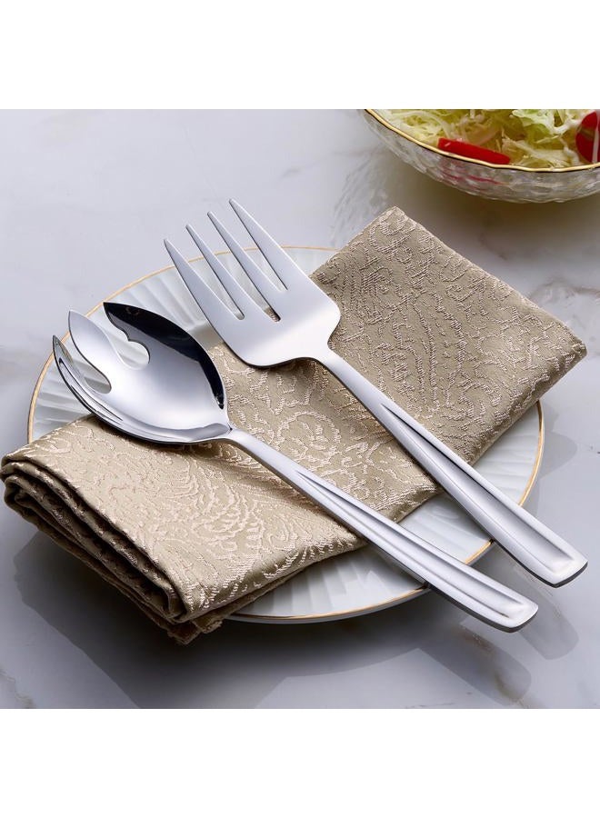 GoGeiLi Salad Server Set, 9.5-inch Stainless Steel Salad Serving Utensil, 2-Piece Large Salad Spoon and Fork Serving Set, Dishwasher Safe - Image 2