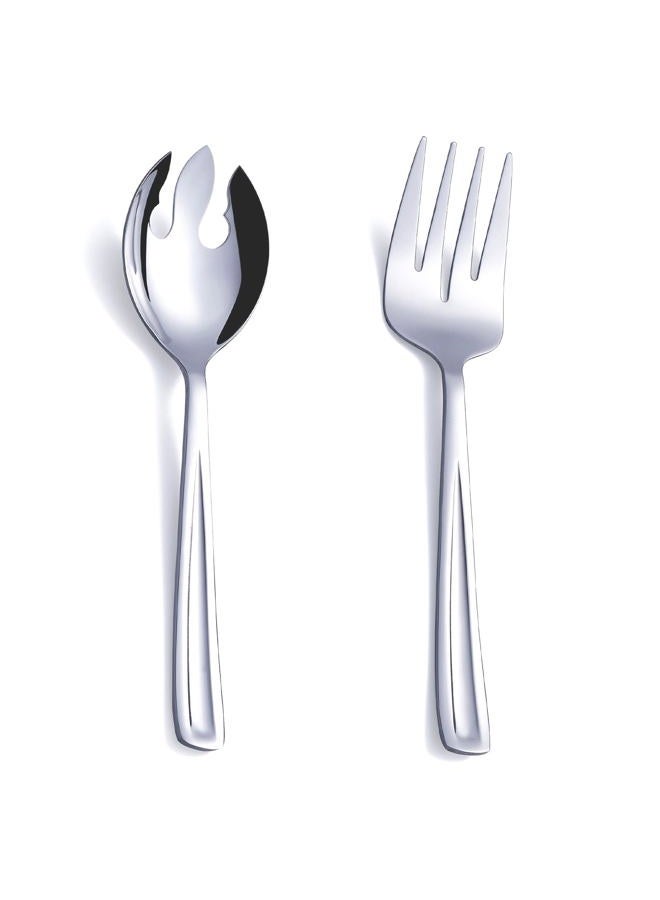 GoGeiLi Salad Server Set, 9.5-inch Stainless Steel Salad Serving Utensil, 2-Piece Large Salad Spoon and Fork Serving Set, Dishwasher Safe - Image 1