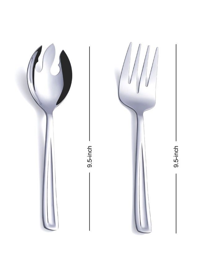 GoGeiLi Salad Server Set, 9.5-inch Stainless Steel Salad Serving Utensil, 2-Piece Large Salad Spoon and Fork Serving Set, Dishwasher Safe - Image 3
