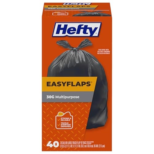 Hefty Easy Flaps Multipurpose Large Trash Bags, 30 Gallon, 40 Count - Image 1