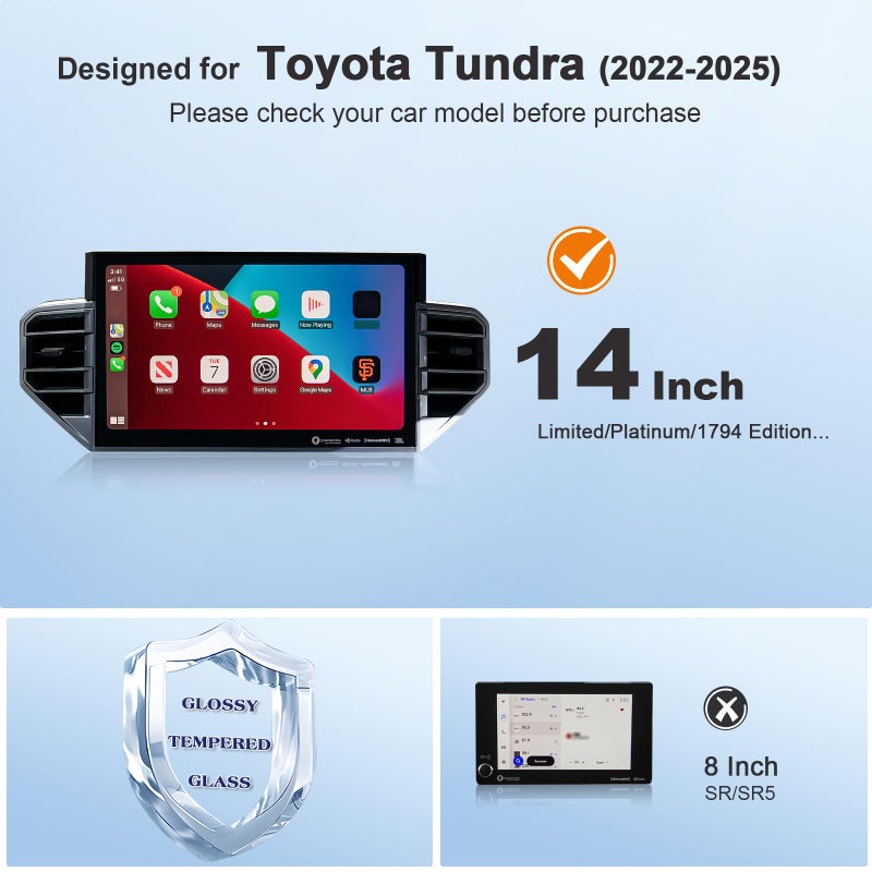 BSTW 2024 Tundra Screen Protector for 2022-2026 Tundra/Sequoia 3rd Gen 14 inch Touchscreen for 2024 Toyota Tundra Accessories Anti-Scratch Tempered Glass Protective Film - Image 2