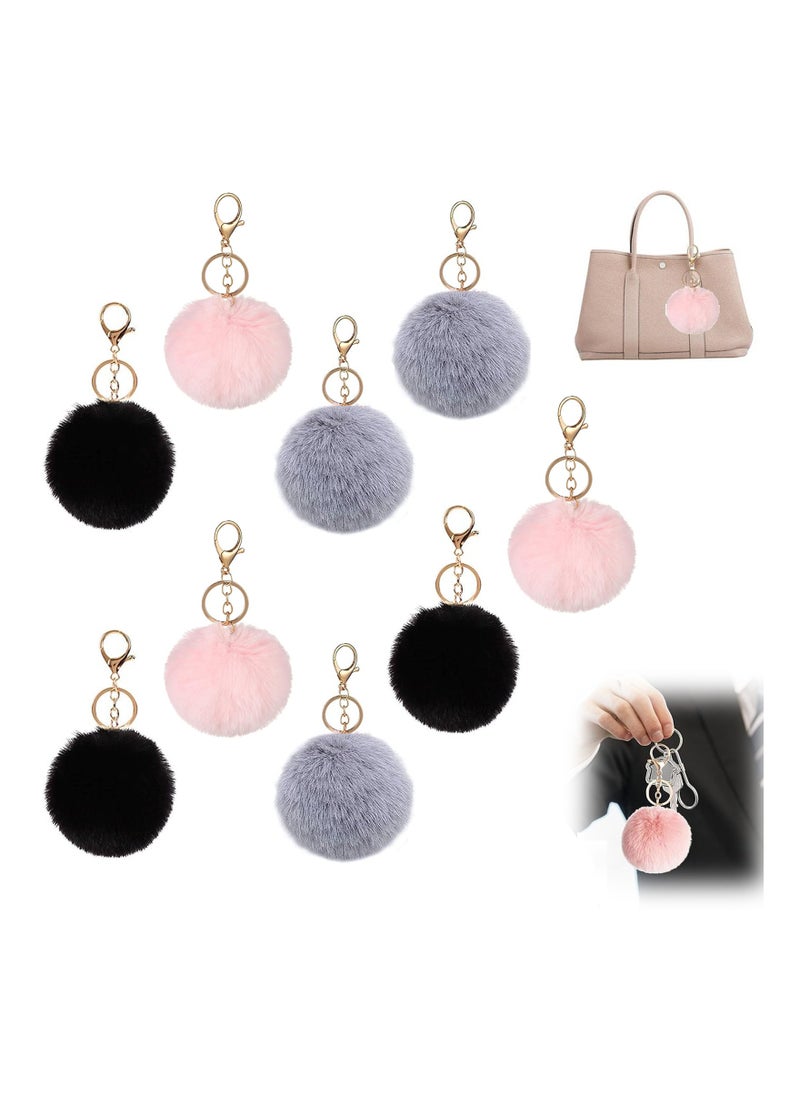 SYOSI 9 Pcs Fluffy Keyring for School Bags Key Rings Girls Plush Keychain Accessories Rabbit Bag Car Backpack Hanging Ornament For Women  - Image 1