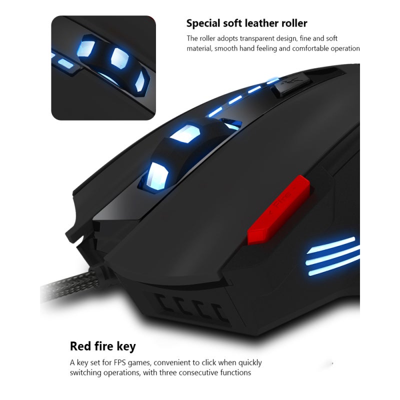 Gaming Mouse: ABS Material, Wired USB Interface - 7200 DPI 6-Gear Shift, 7-Color Backlight, Firepower Key for Fierce Gaming, Zero Delay, Extreme Stability - Image 2