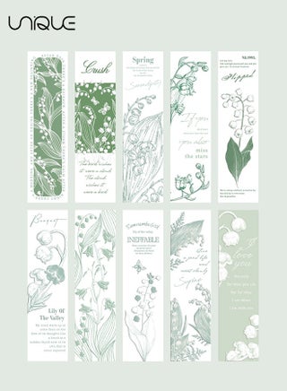 20 Pcs Relief Bookmark - Literary Hand-drawn Style Bookmark - Aesthetic Bookmark - Paper Bookmark - Women's Gift to Book Lovers (Lily of the Valley to the theme) - view 2