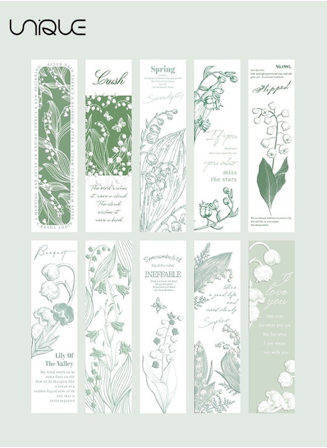Unique 20 Pcs Relief Bookmark - Literary Hand-drawn Style Bookmark - Aesthetic Bookmark - Paper Bookmark - Women's Gift to Book Lovers (Lily of the Valley to the theme)  - Image 2
