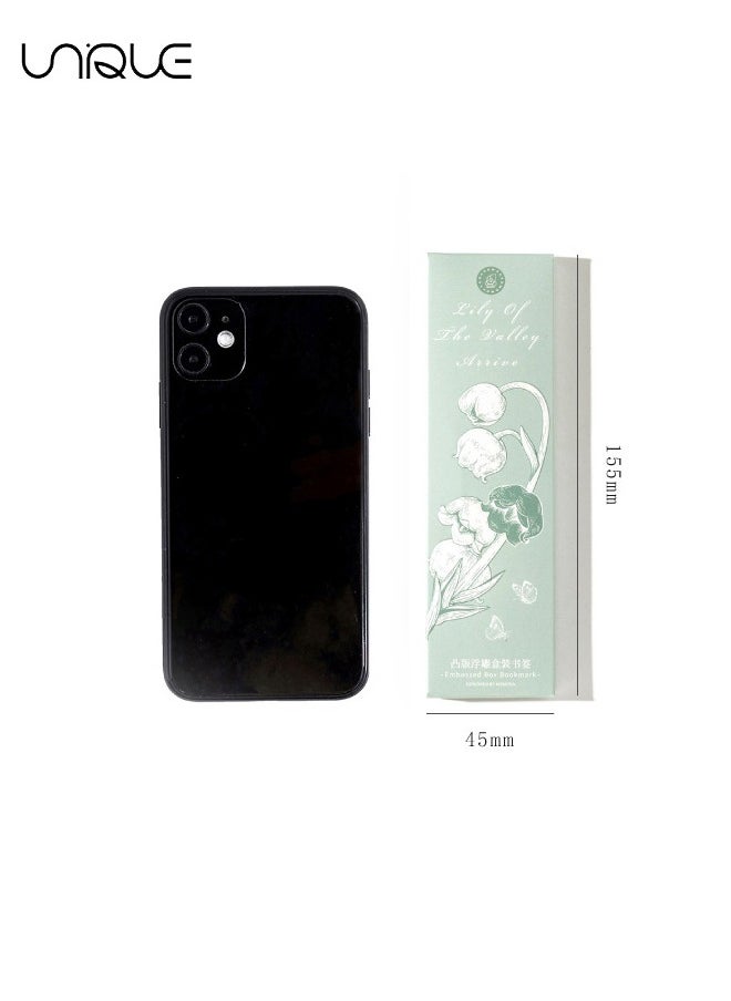 Unique - 20 Pcs Relief Bookmark - Literary Hand-drawn Style Bookmark - Aesthetic Bookmark - Paper Bookmark - Women's Gift to Book Lovers (Lily of the Valley to the theme) - Image 1