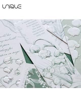 20 Pcs Relief Bookmark - Literary Hand-drawn Style Bookmark - Aesthetic Bookmark - Paper Bookmark - Women's Gift to Book Lovers (Lily of the Valley to the theme) - view 5