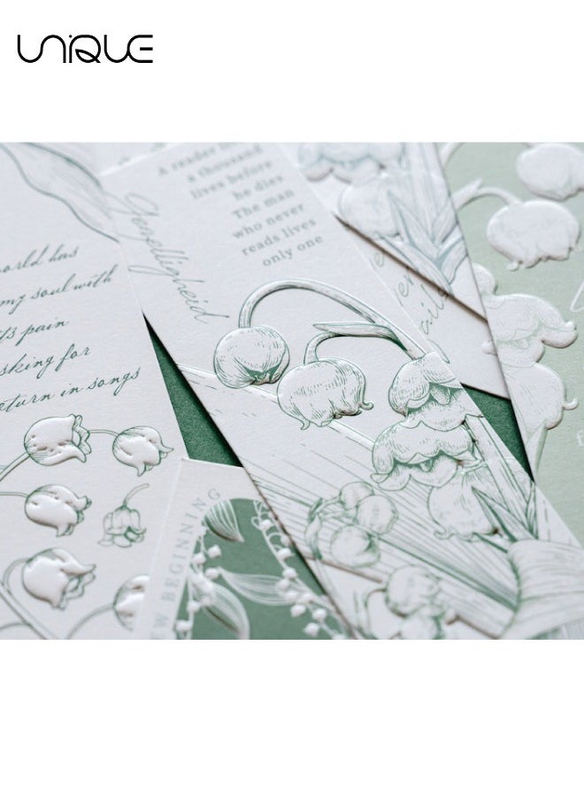 Unique 20 Pcs Relief Bookmark - Literary Hand-drawn Style Bookmark - Aesthetic Bookmark - Paper Bookmark - Women's Gift to Book Lovers (Lily of the Valley to the theme)  - Image 5